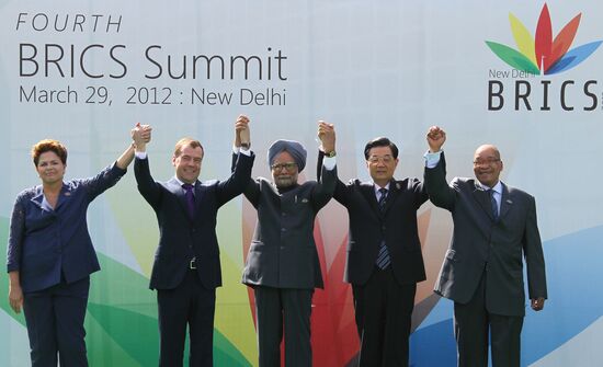 Dmitry Medvedev attends BRIC summit