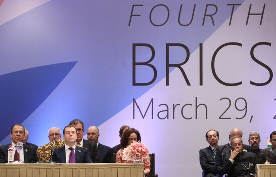 Dmitry Medvedev attends BRIC summit