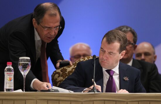Dmitry Medvedev attends BRIC summit