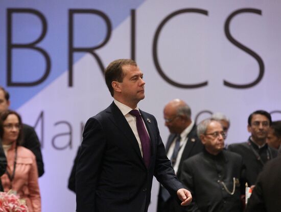Dmitry Medvedev attends BRIC summit