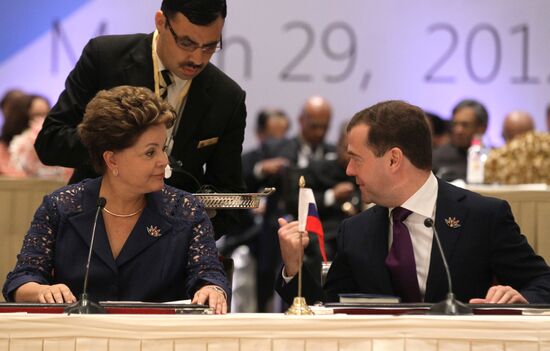 Dmitry Medvedev attends BRIC summit