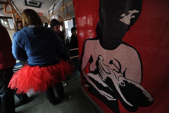 Party Riot Bus campaign in support of the group Pussy Riot