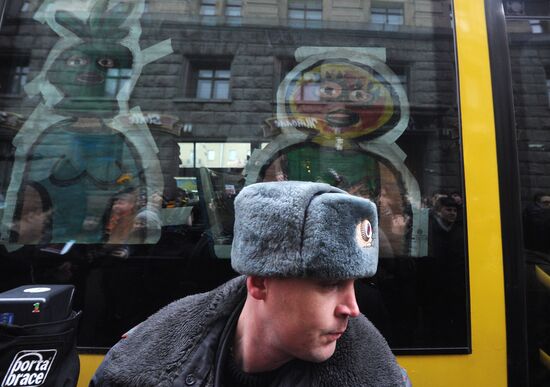 Party Riot Bus campaign in support of the group Pussy Riot