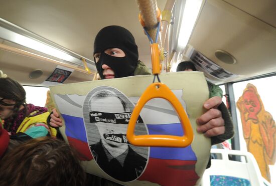 Party Riot Bus campaign in support of the group Pussy Riot