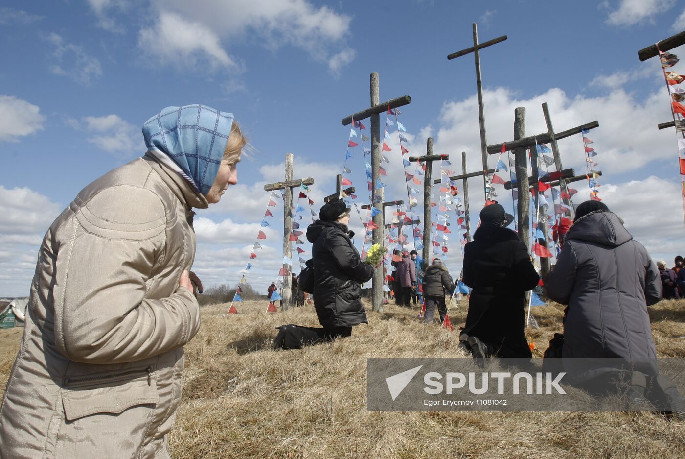Celebrating Catholic Palm Sunday in village of Oshmyani