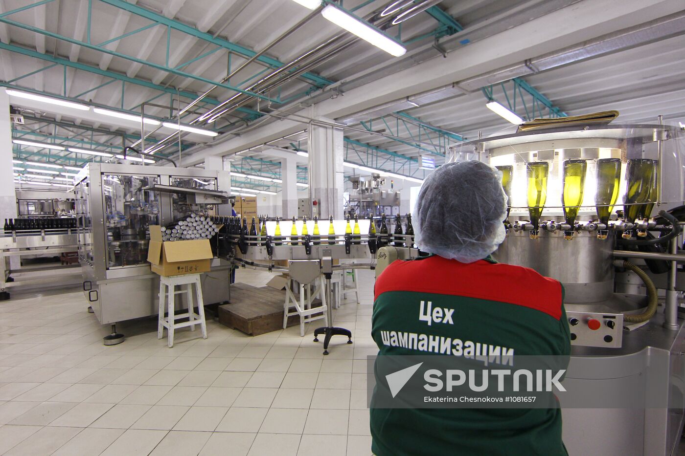 Bottling room at the "Abrau-Durso" champagne factory