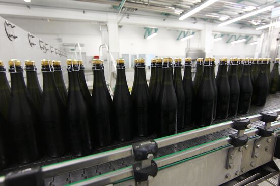 Conveyor line in "Abrau-Durso" champagne factory