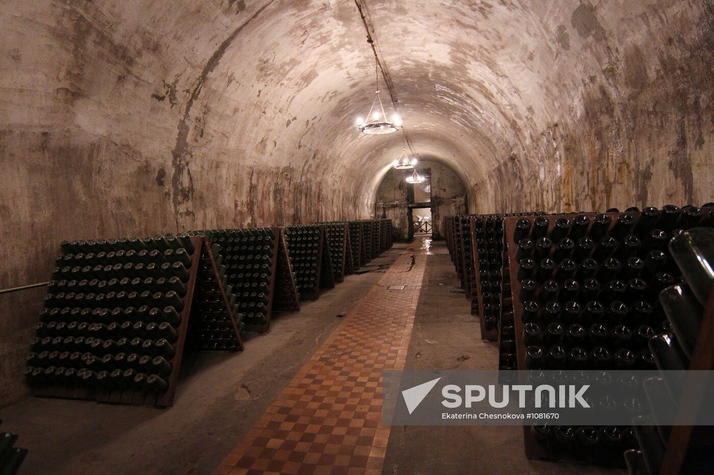 Champagne in cellar at Abrau Durso Sparkling Wine House