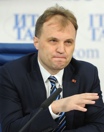 Transnistria head Yevgeny Shevchuk holds news conference