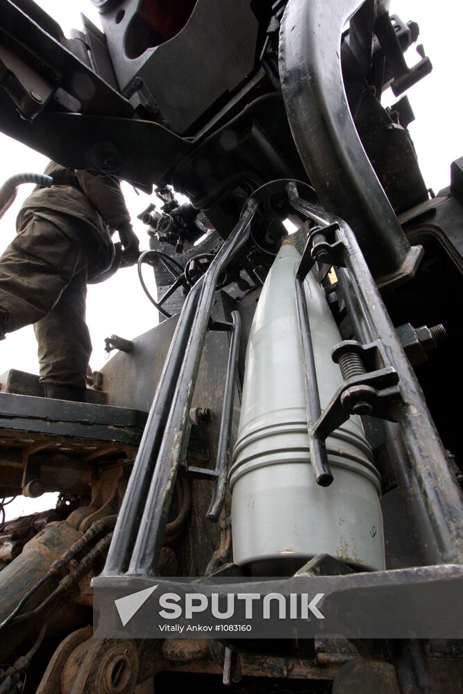 Firing artillery batteries at Sergeyevsky test site