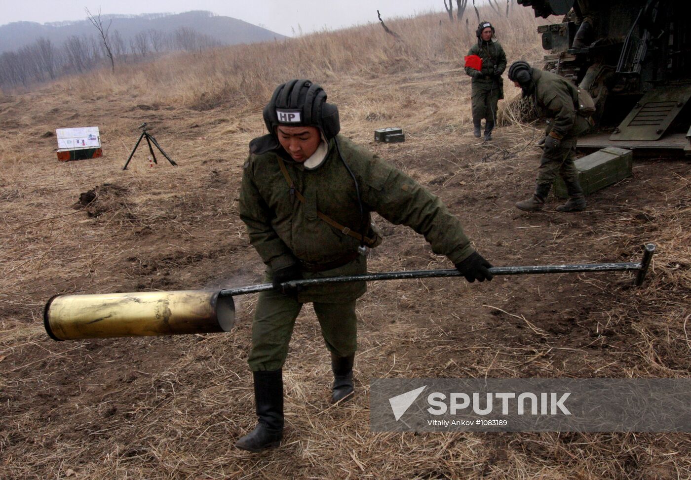 Firing artillery batteries at Sergeyevsky test site