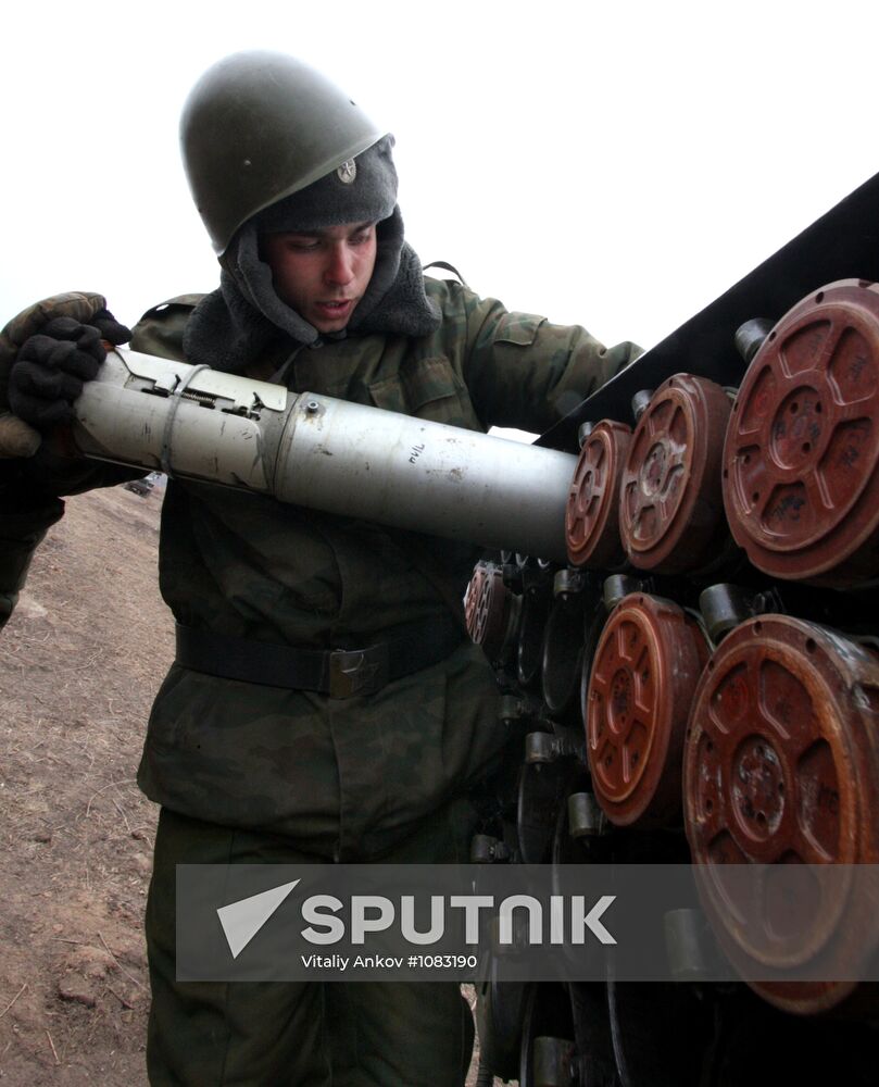 Firing artillery batteries at Sergeyevsky test site