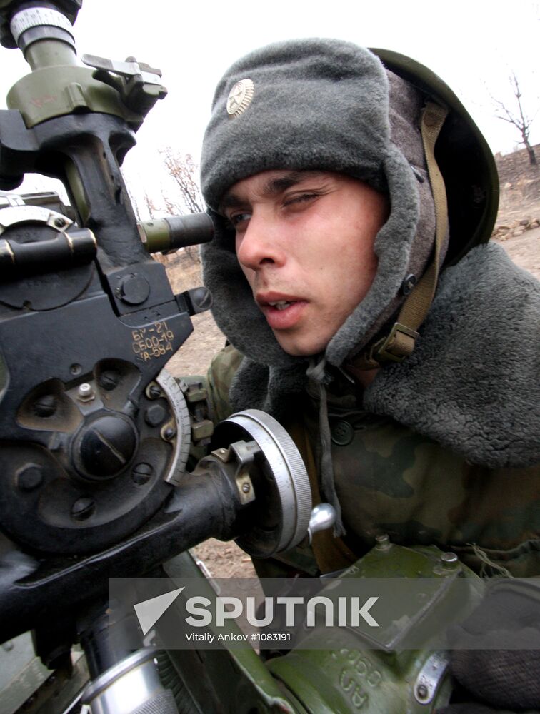 Firing artillery batteries at Sergeyevsky test site