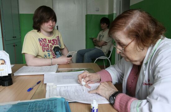 Conscript medical board at Omsk military commissariat