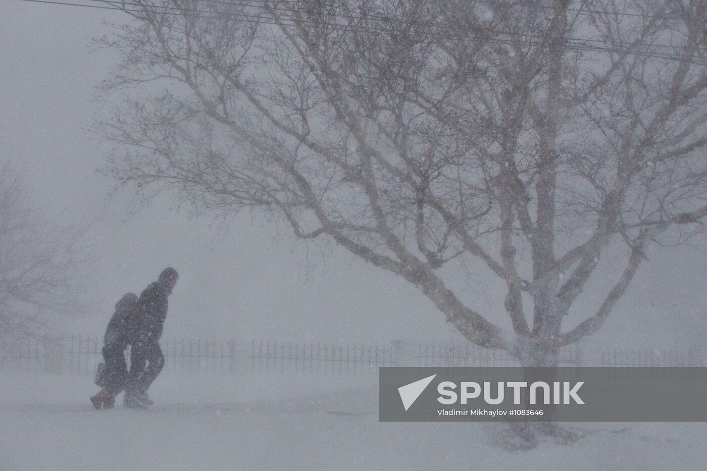 Snow storm in Yuzhno-Sakhalinsk