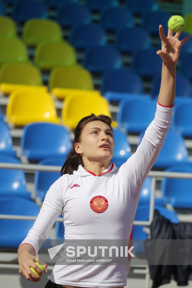 Russia's national fencing team trains at Yug Sport