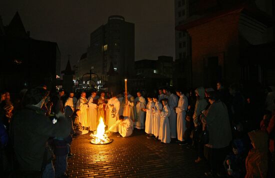 Believers celebrate Catholic Easter in Novosibirsk