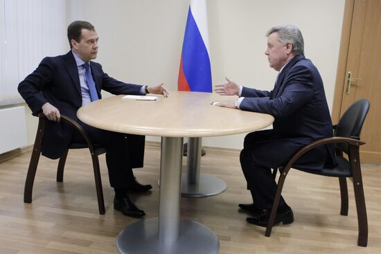 Dmitry Medvedev and Boris Gromov meet in Troitsk