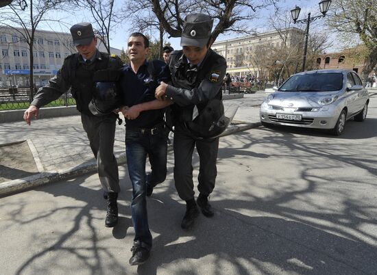 Unauthorized rally in Astrakhan