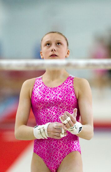 Training session by Russian national gymnastics team