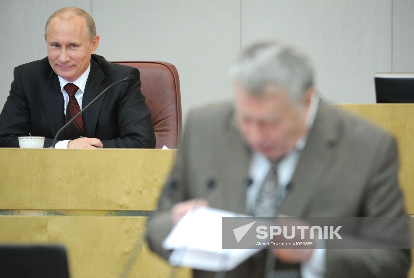Vladimir Putin addresses lower house of Russian parliament