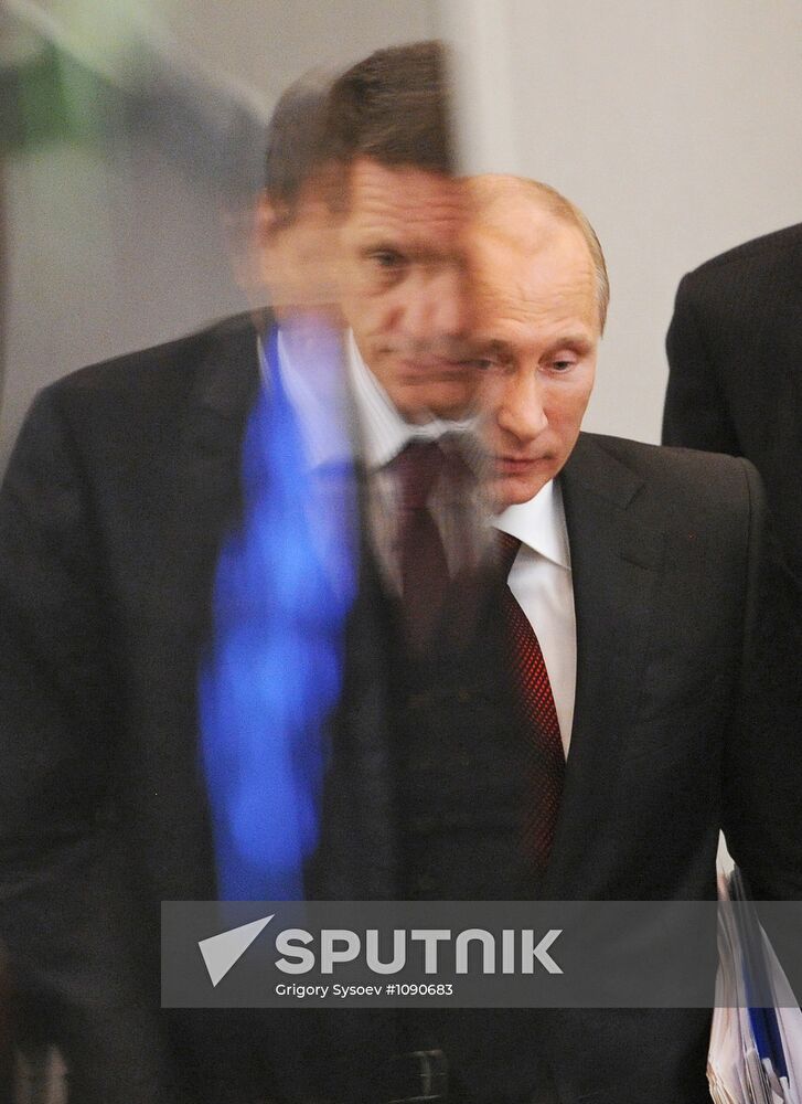 Vladimir Putin addresses lower house of Russian parliament