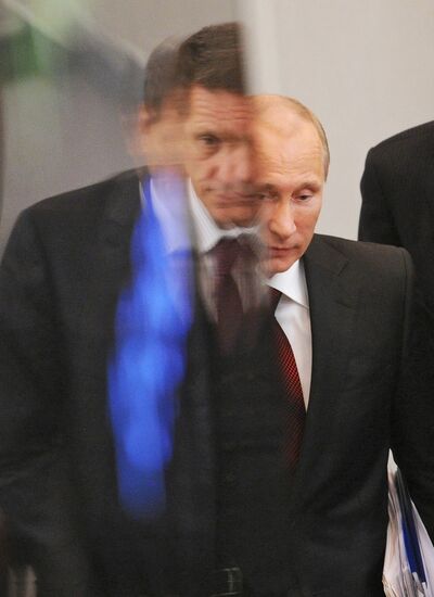 Vladimir Putin addresses lower house of Russian parliament