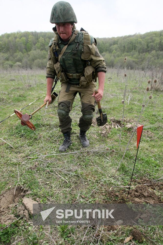 Mine clearance in Shali district of Chechnya