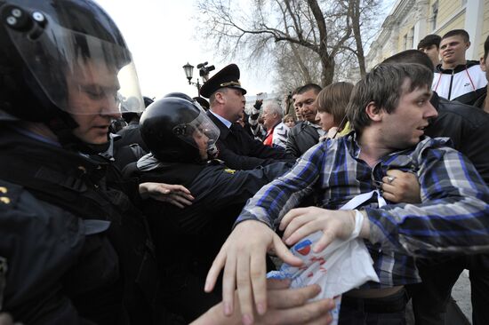 Rally of protest against mayor election results, Astrakhan