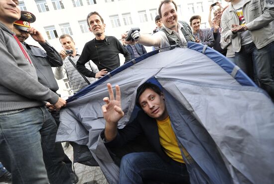 Rally of protest against mayor election results, Astrakhan