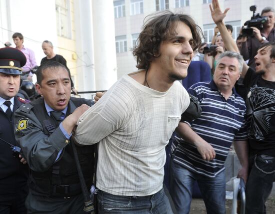 Rally of protest against mayor election results, Astrakhan