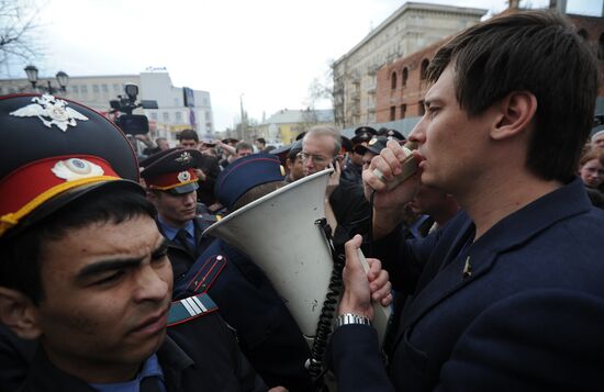 Rally in support of elected Astrakhan mayor Mikhail Stolyarov