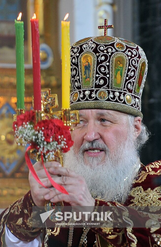 Easter service at Christ the Savior Cathedral in Moscow
