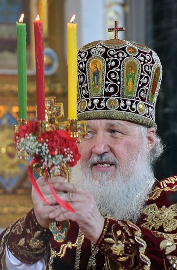 Easter service at Christ the Savior Cathedral in Moscow