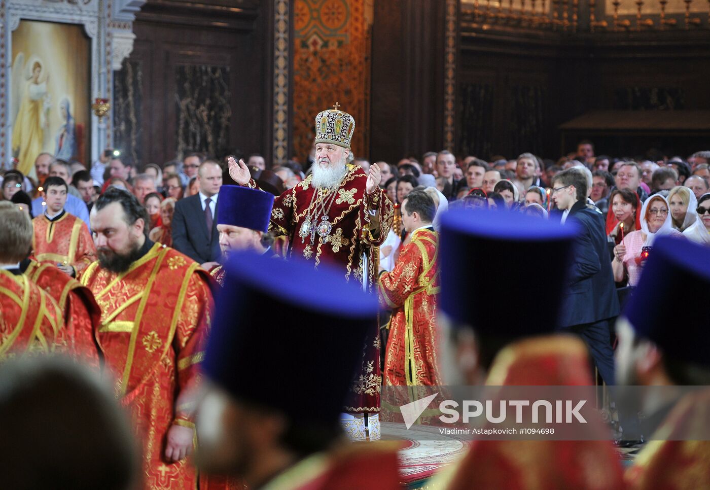 Easter service at Christ the Savior Cathedral in Moscow