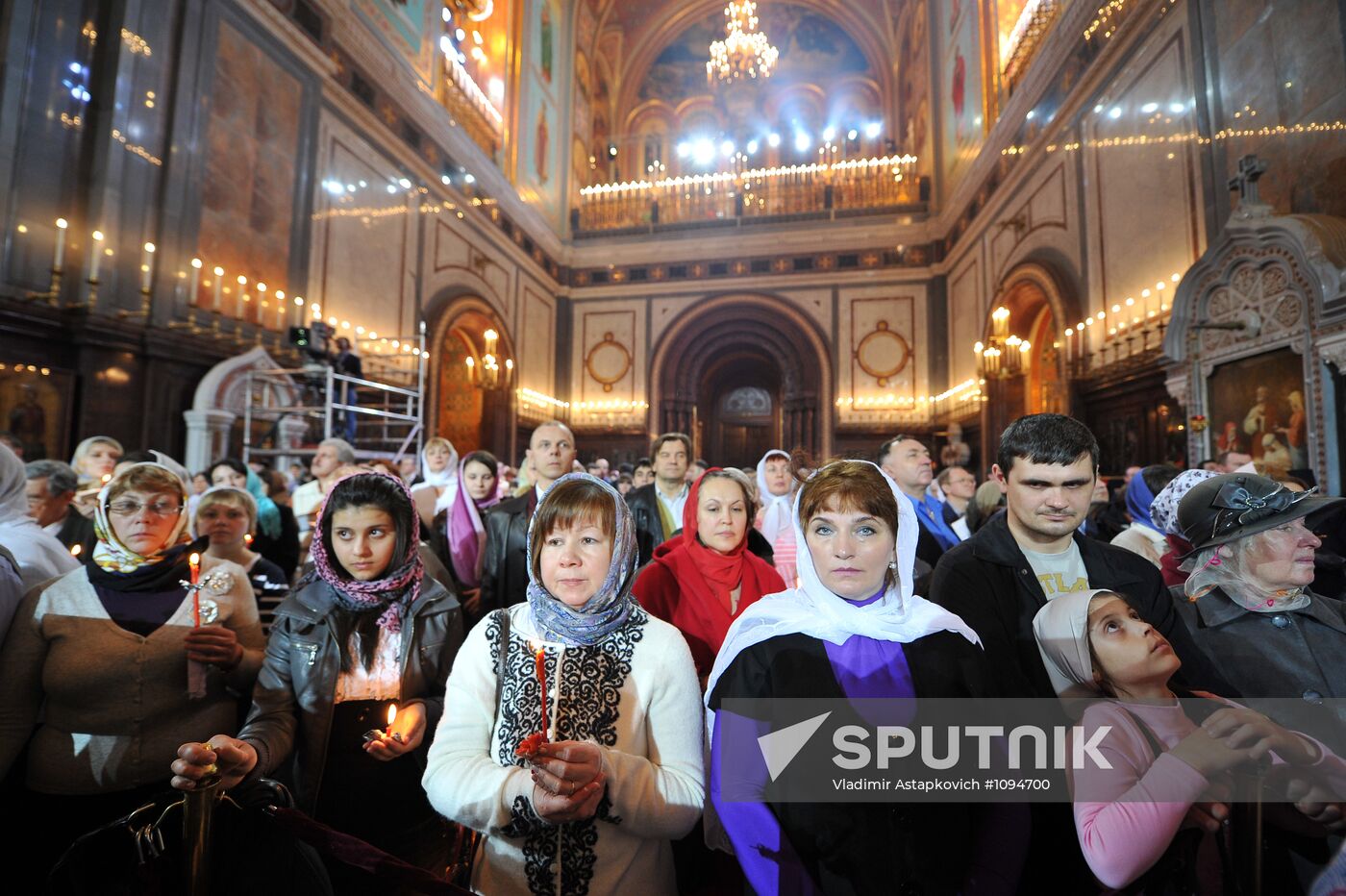 Easter service at Christ the Savior Cathedral in Moscow