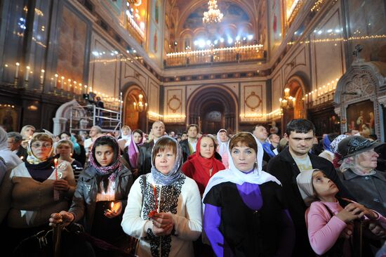 Easter service at Christ the Savior Cathedral in Moscow