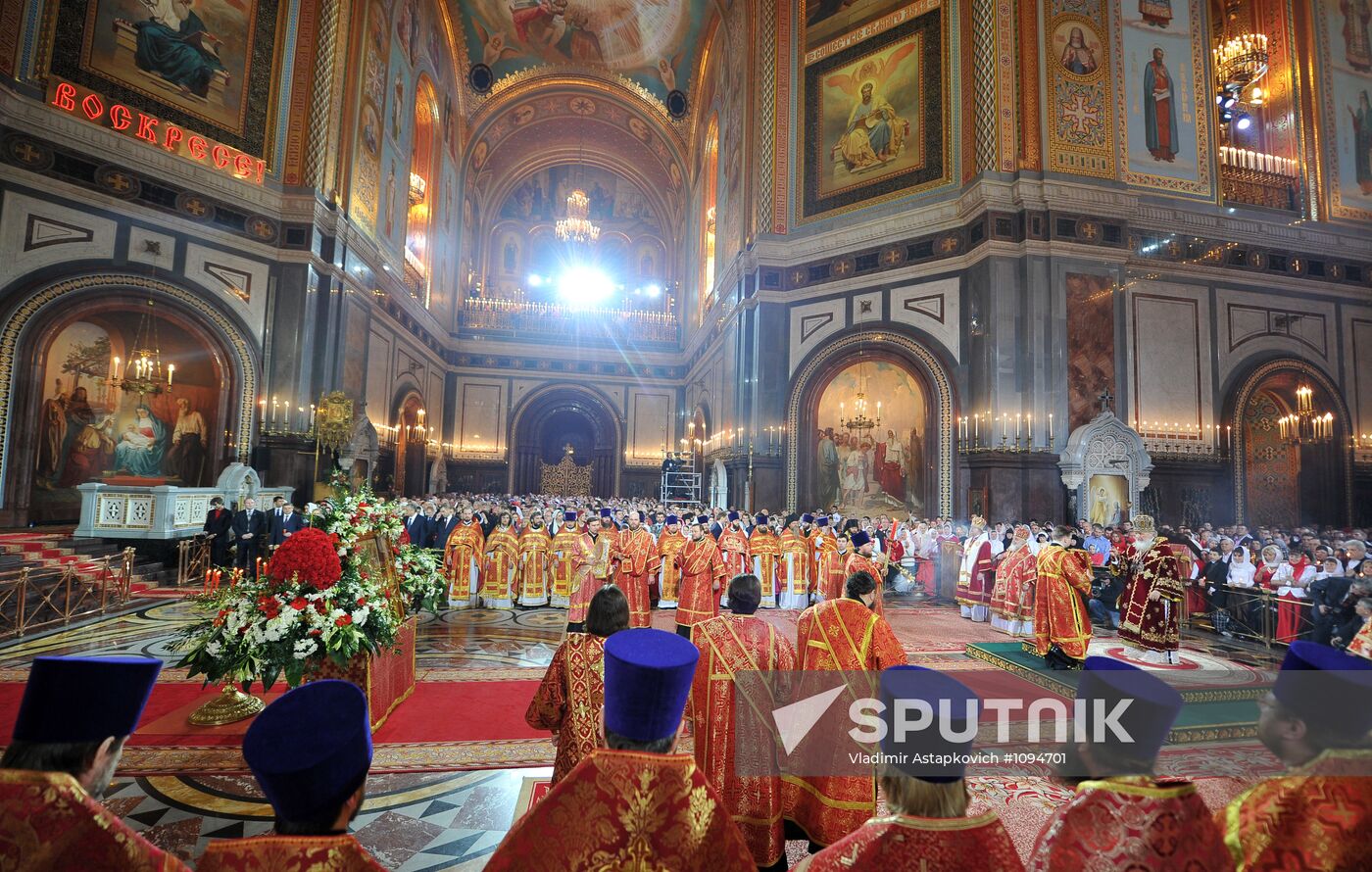 Easter service at Christ the Savior Cathedral in Moscow