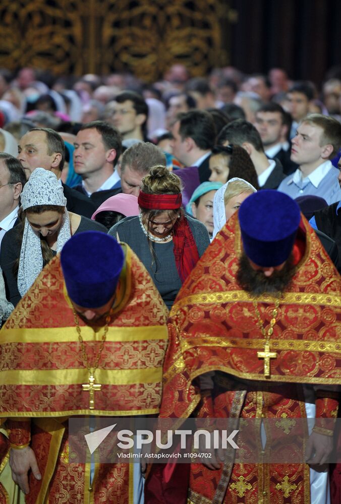Easter service at Christ the Savior Cathedral in Moscow