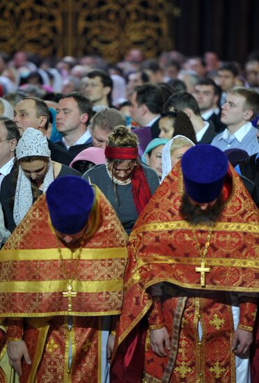 Easter service at Christ the Savior Cathedral in Moscow
