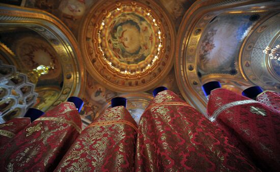 Easter service at Christ the Savior Cathedral in Moscow