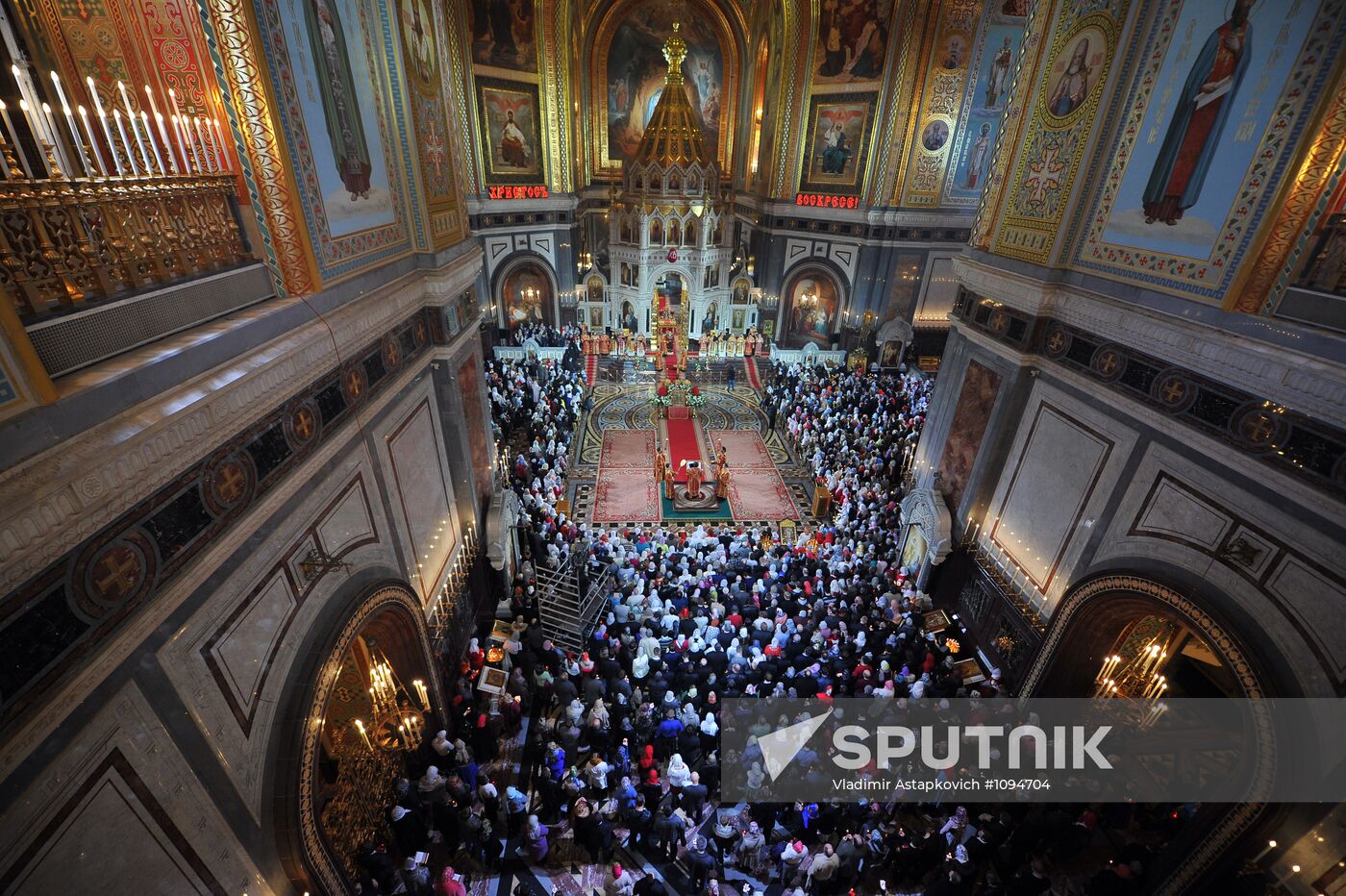 Easter service at Christ the Savior Cathedral in Moscow