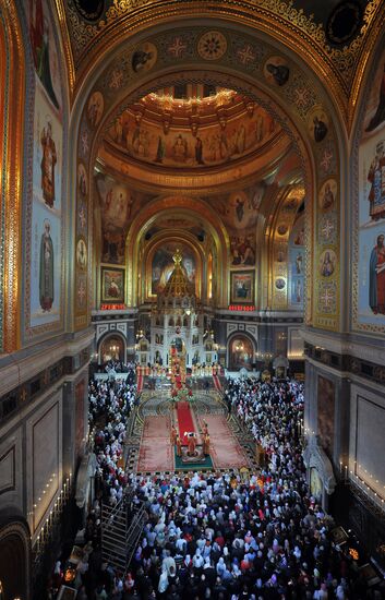 Easter service at Christ the Savior Cathedral in Moscow