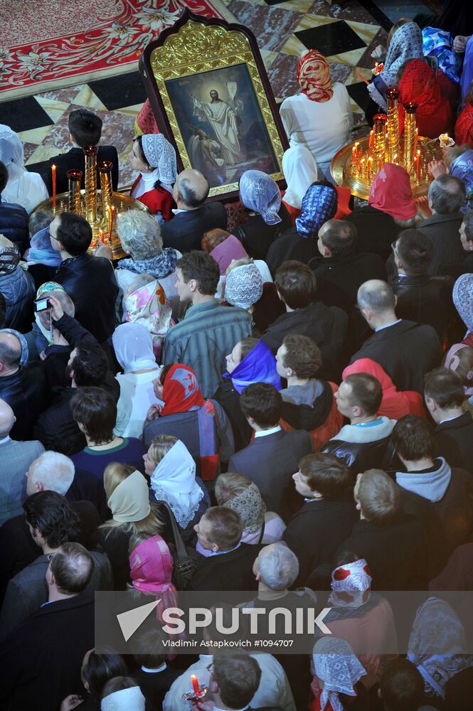 Easter service at Christ the Savior Cathedral in Moscow