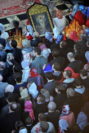 Easter service at Christ the Savior Cathedral in Moscow