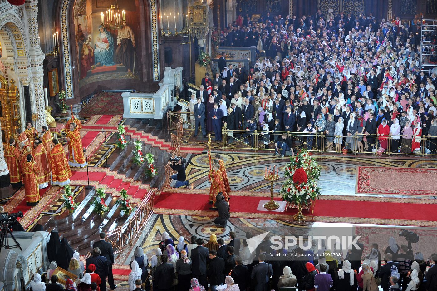 Easter service at Christ the Savior Cathedral in Moscow