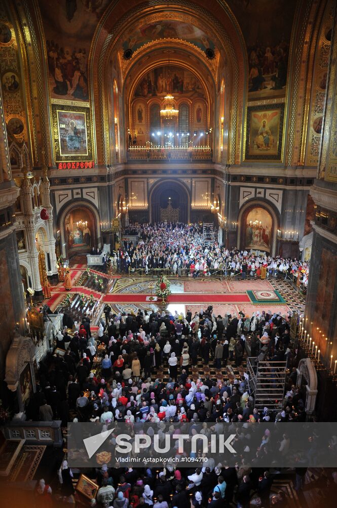 Easter service at Christ the Savior Cathedral in Moscow