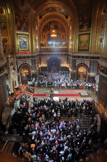Easter service at Christ the Savior Cathedral in Moscow