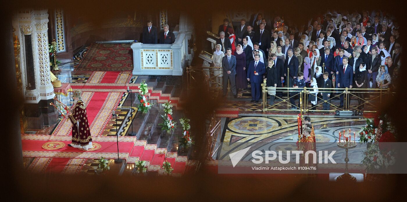 Easter service at Christ the Savior Cathedral in Moscow