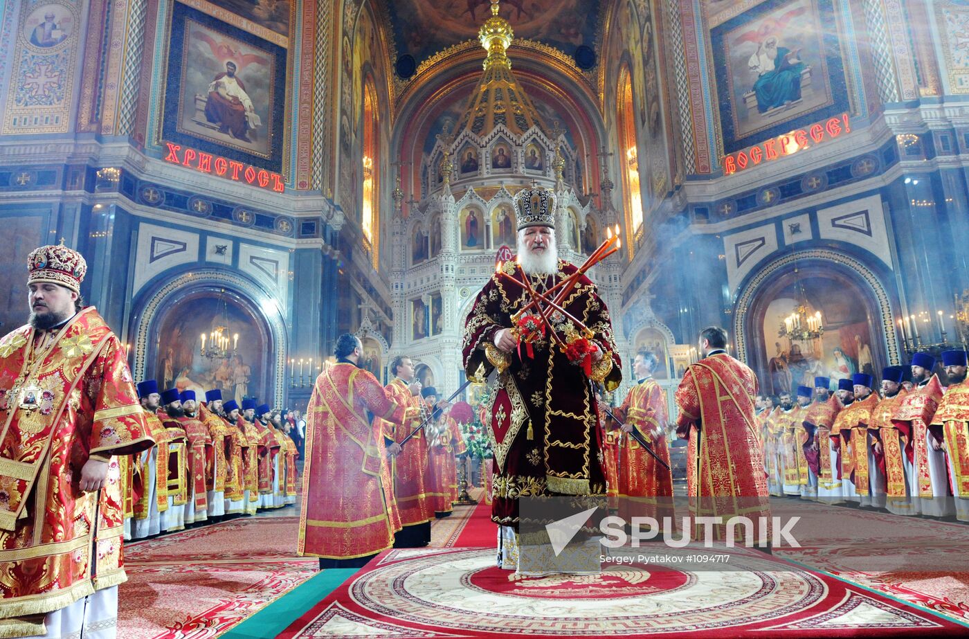 Easter service at Christ the Savior Cathedral in Moscow
